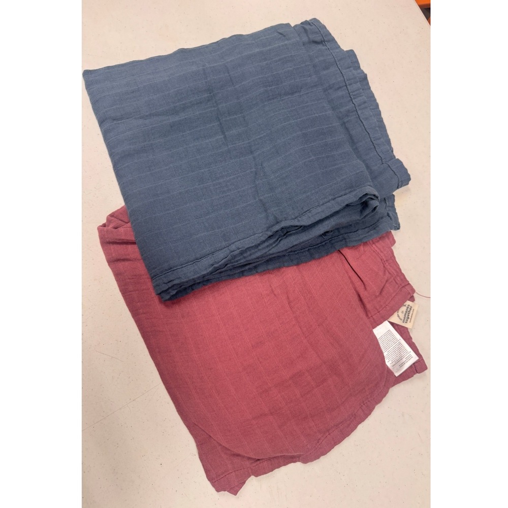 KeaBabies Lumi Muslin Swaddle Blankets Lot of 2 Blue Rose Bamboo Organic Cotton